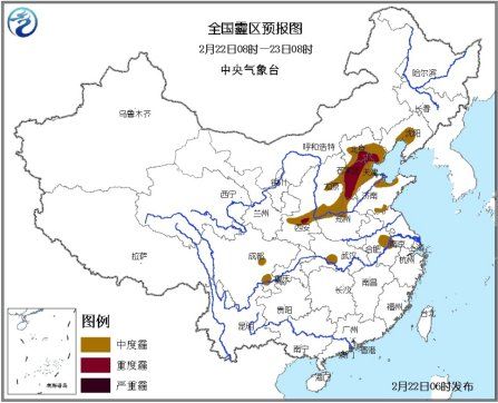 全國霾區(qū)預(yù)報(bào)圖。