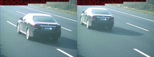 由于車速過快，高清探頭抓拍下的畫面，有一點(diǎn)點(diǎn)模糊 監(jiān)控截圖