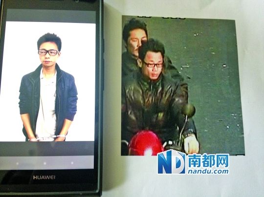 叉車司機(jī)肖東。飛車搶奪嫌疑人(戴眼鏡者)。