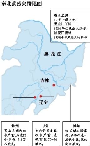 受持續(xù)降雨的影響，嫩江、松花江、黑龍江等3條大江同時(shí)出現(xiàn)超警戒水位的流域性大洪水