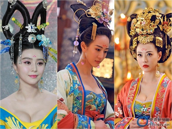 范冰冰、張鈞甯、周海媚，在《武媚娘》中爆乳演出