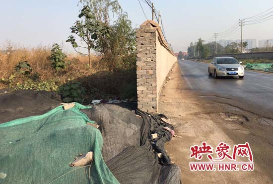 一墻之隔，一邊是道路，一邊是垃圾和荒草，市民質(zhì)疑其為遮羞墻。