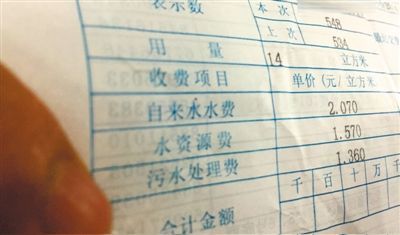 北京市某居民的水費單顯示，費用中有水資源費和污水處理費兩項附加收費。