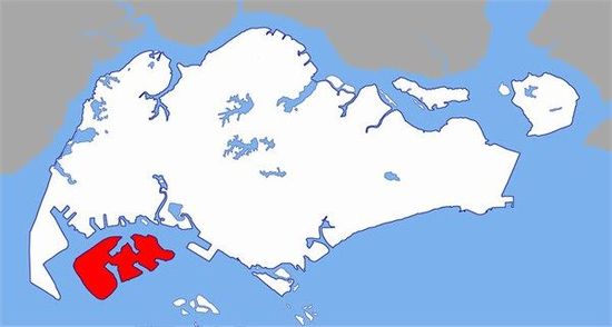 紅色為PX工廠所在裕廊島，與新加坡主城區(qū)距離5公里