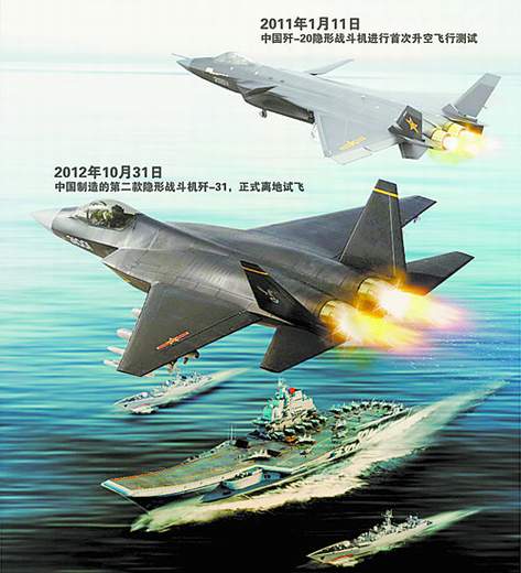 原文配圖：中國第二款隱形戰(zhàn)機首飛效果圖。